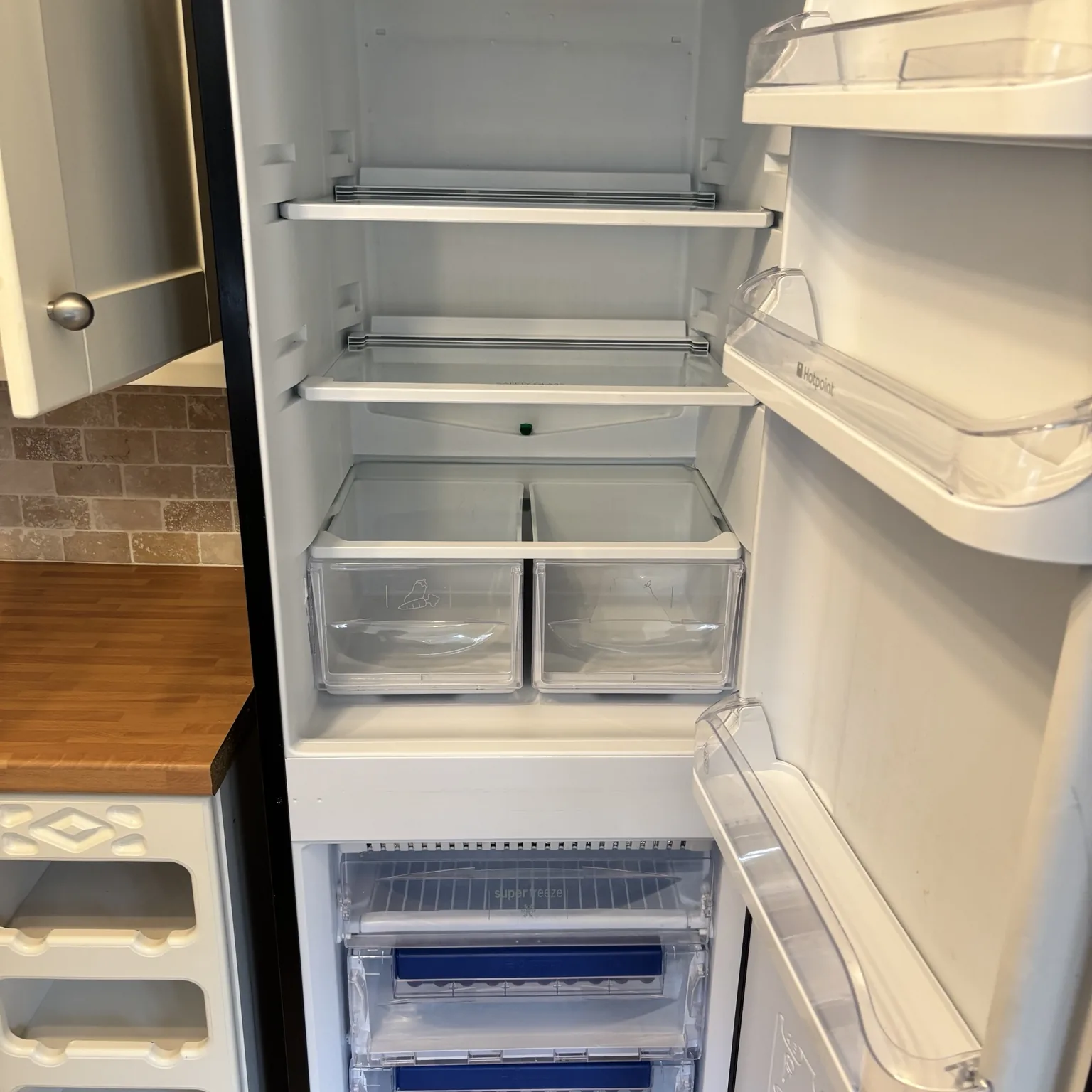 Clean fridge and freezer interior after Harbourlight cleaning